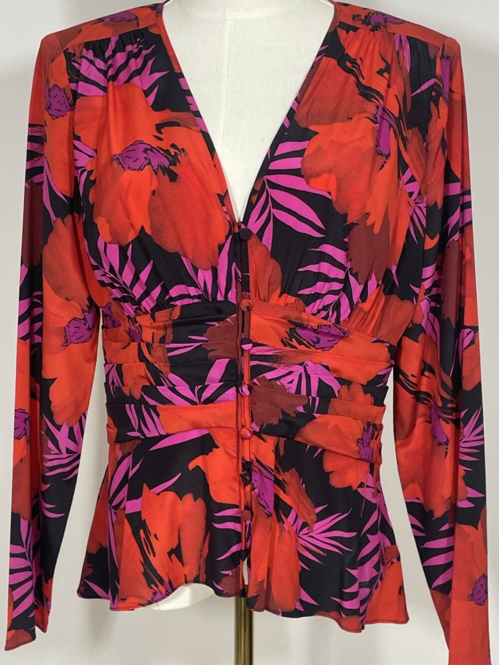 Veronica Beard Pevero Floral Stretch Silk Top